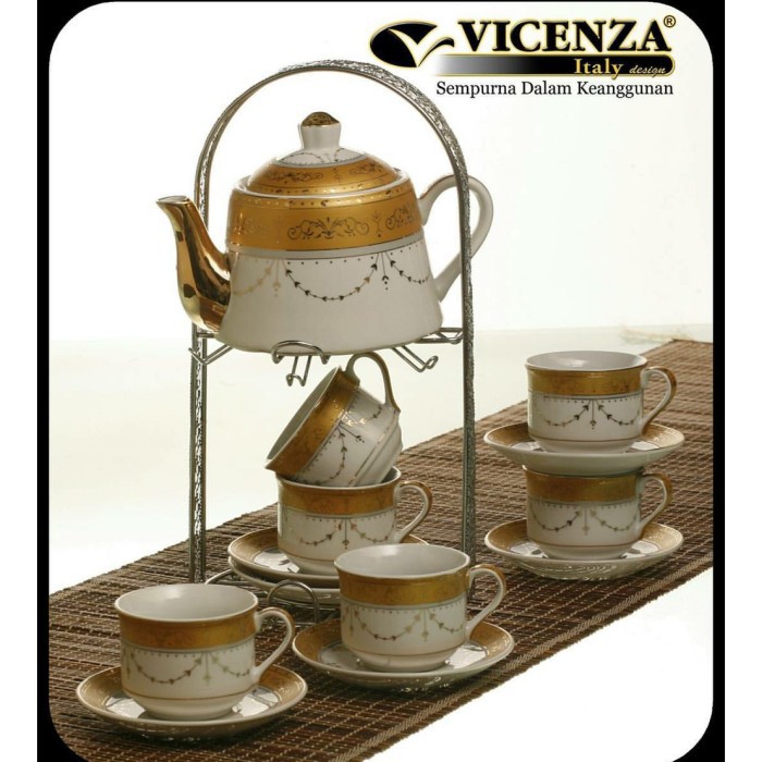 C78 Teaset 15pc Vicenza Cangkir &amp; Lepek &amp; Teko 15pc ORIGINAL ASLI