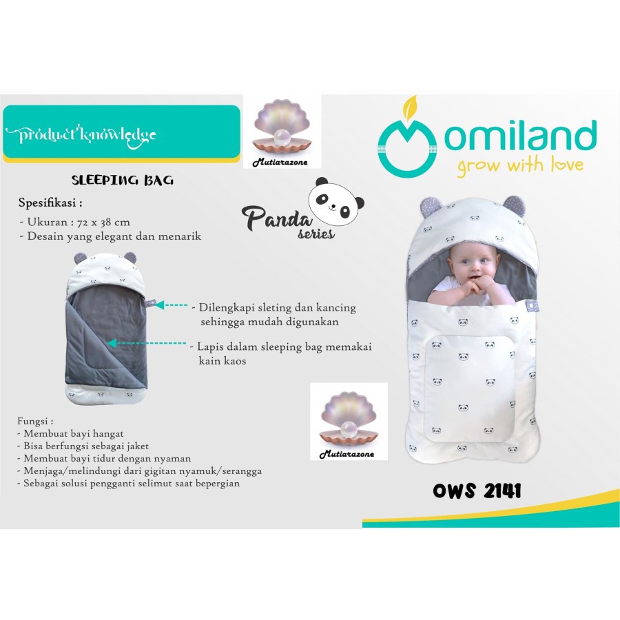 Omiland OWS2141 Sleeping Bag Panda Series Bedong Selimut Bayi