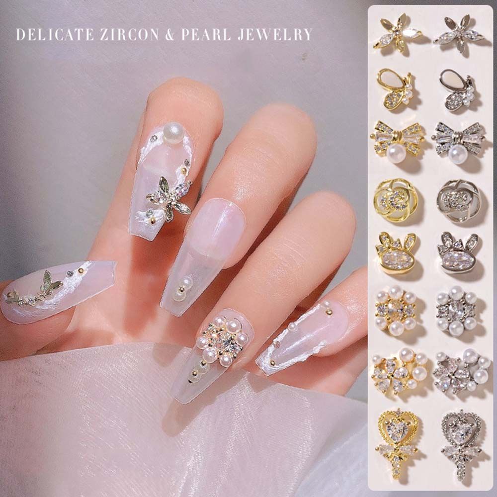 Mxbeauty Ornamen Mutiara Zircon Berlian Imitasi Bahan Metal Gaya Jepang Untuk Dekorasi Nail Art