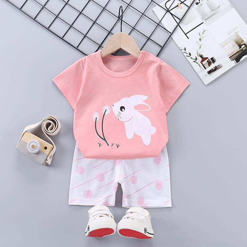 BEFAST - ZTL OOTD Setelan Anak NAMIYA / SET ANAK SWEET BUNNY / Oneset Anak Terbaru / Setelan Anak perempuan / Atasan Kaos Lengan Pendek+Celana Pendek / Oneset Motif / Pakaian Anak-Anak perempuan / Termurah