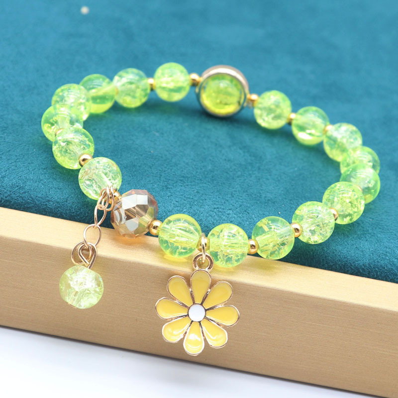 [ Ready Stock ]  Multi- Layers Crystal Bracelet with Daisy Flowers / Daisy Bracelet / Transparent Crystal Flower Bracelet / Handmade Elastic Bracelets