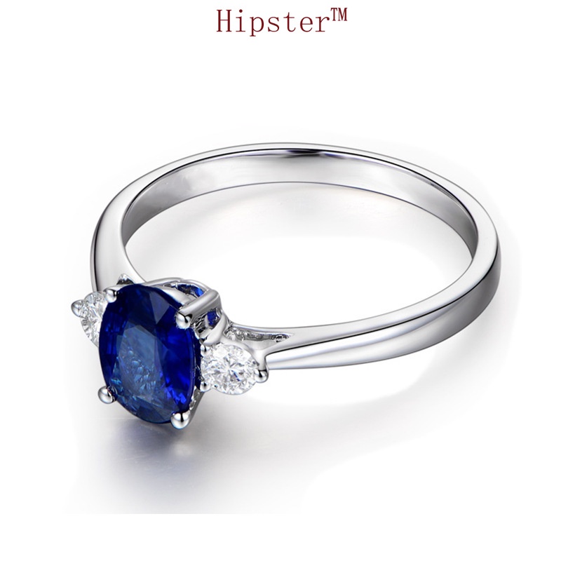 New Personalized European and American Retro Temperament Inlaid Blue Crystal Ring