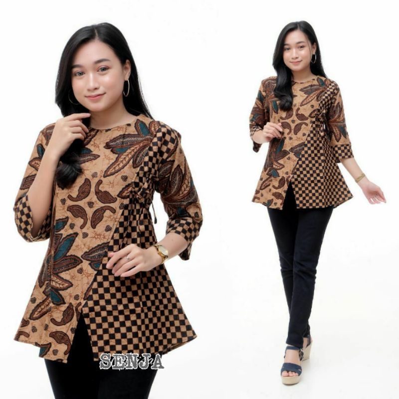 tey-17 Batik wanita ASJ SA HRB026 Kenongo Kemeja Tosca Pendek-KARANTULA