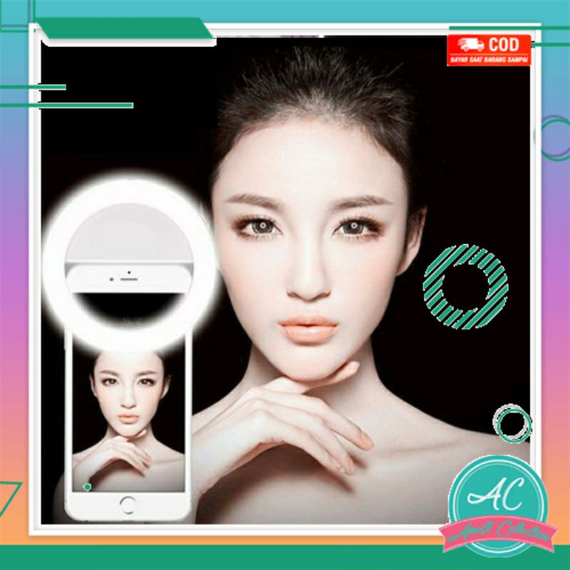 Ringlight ring lampu led selfie menyala pencerah mempercantik gambar foto video bulat kamera hp smartphone