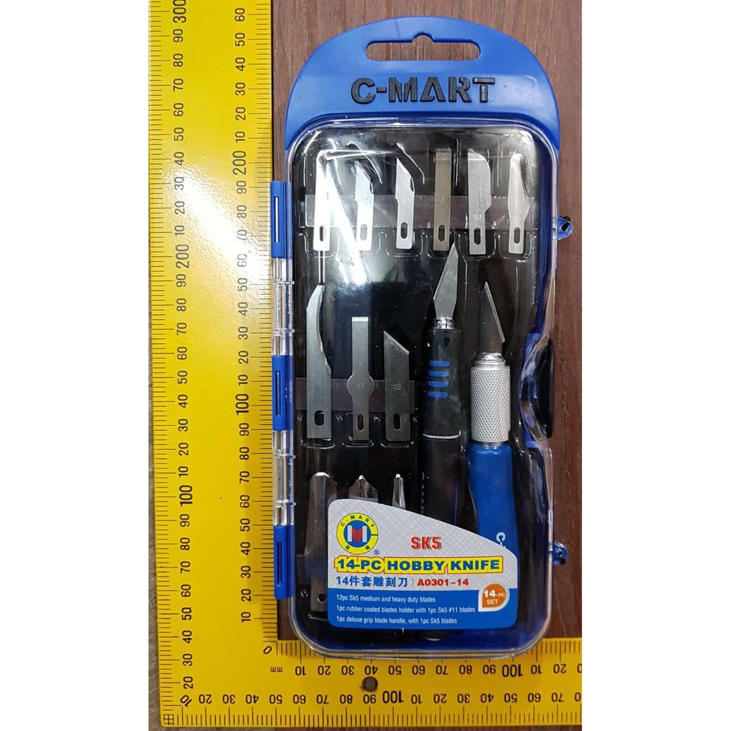 Hobby Knife Set Cmart / Pisau Ukir Pahat / Cutter Set 14 pcs