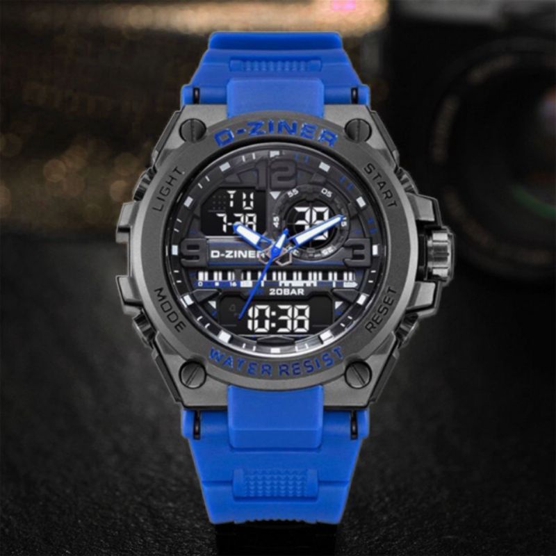 jam tangan pria NEW D-Ziner 1901 original rubber double time  DM4.9cm