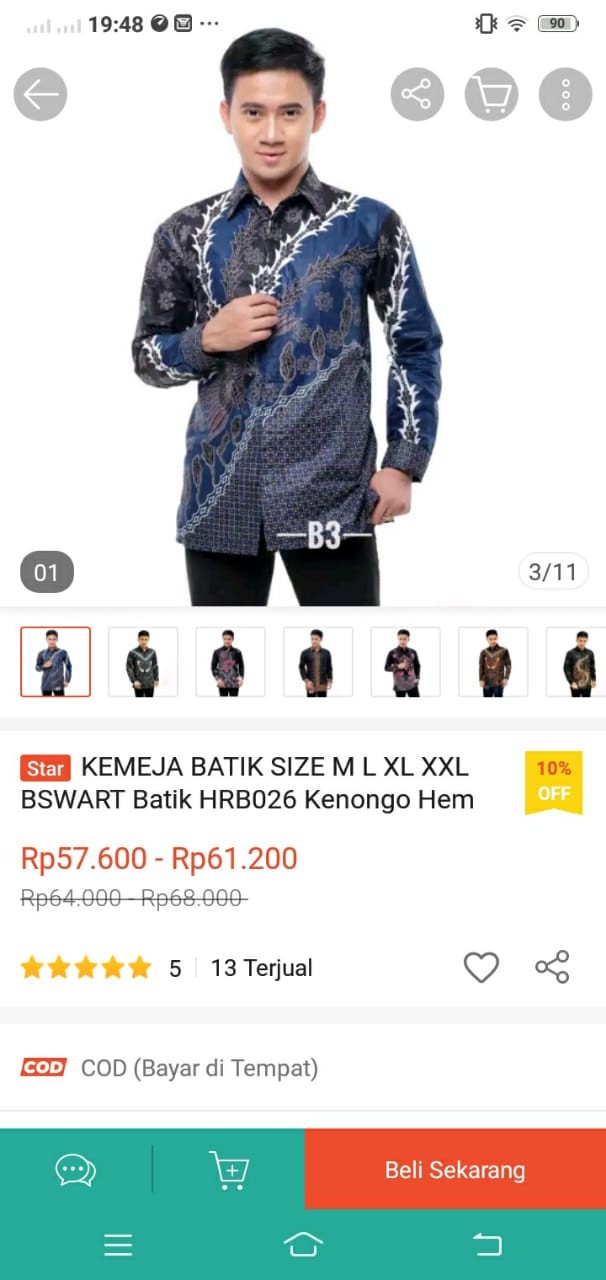Kemeja Batik Size M L Xl Xxl Bswart Batik Hrb026 Kenongo Hem Panjang Ori Dasaran Irengan