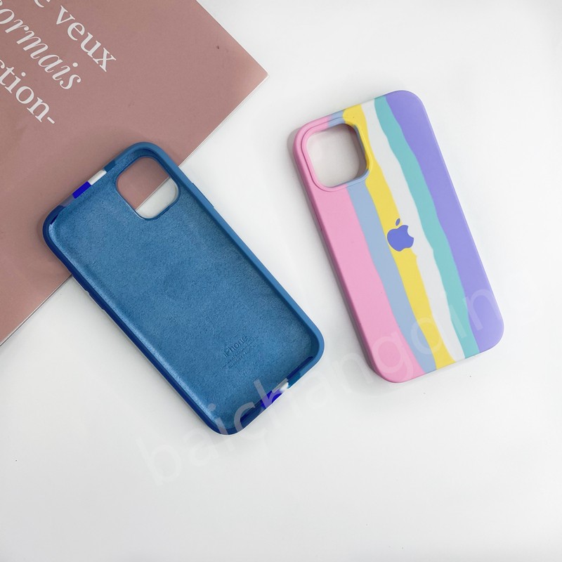 Case Pelindung Bahan Silikon Warna Pelangi Untuk Iphone 12 12pro 12promax 12mini 11 Pro Max X Xr Xs Max 7plus 8plus I6 6s