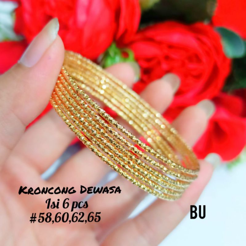 Kroncong Dewasa set 6pcs variasi ukuran,emas Hongkong tidak karat *COD*