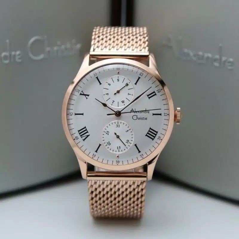 Alexandre Christie Pria/Cowok Ac 6437 Rosegold Garansi Resmi 1 Tahun