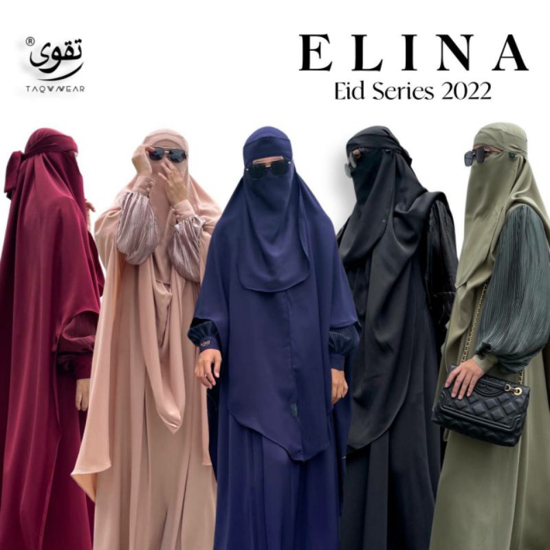 Elina set merk Taqwawear gamis set syari premium khimar nonpet