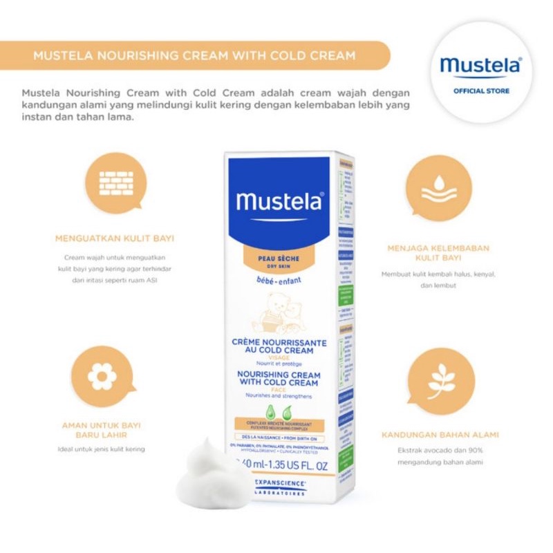 Mustela Nourishing Cream With Cold Cream 40 ml/Krim Muka Bayi