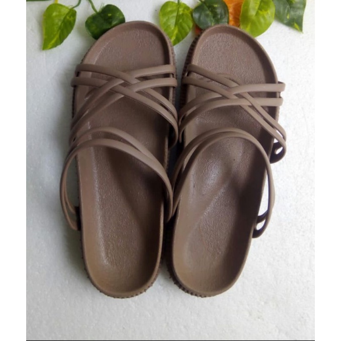 Sandal Jelly Niar Sandal Wanita Tali Karet Boloni Andin-Choco