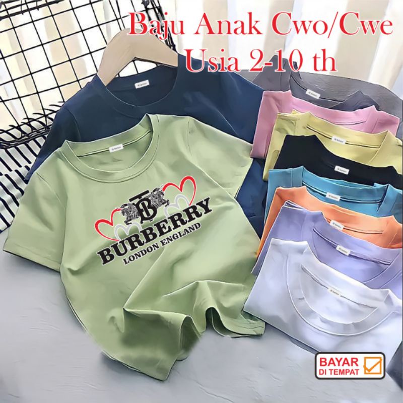 Kaos Anak Unisex Burberr T Shirt Anak Cowok Kaos Oblong Anak Ank Baju Anak Murah