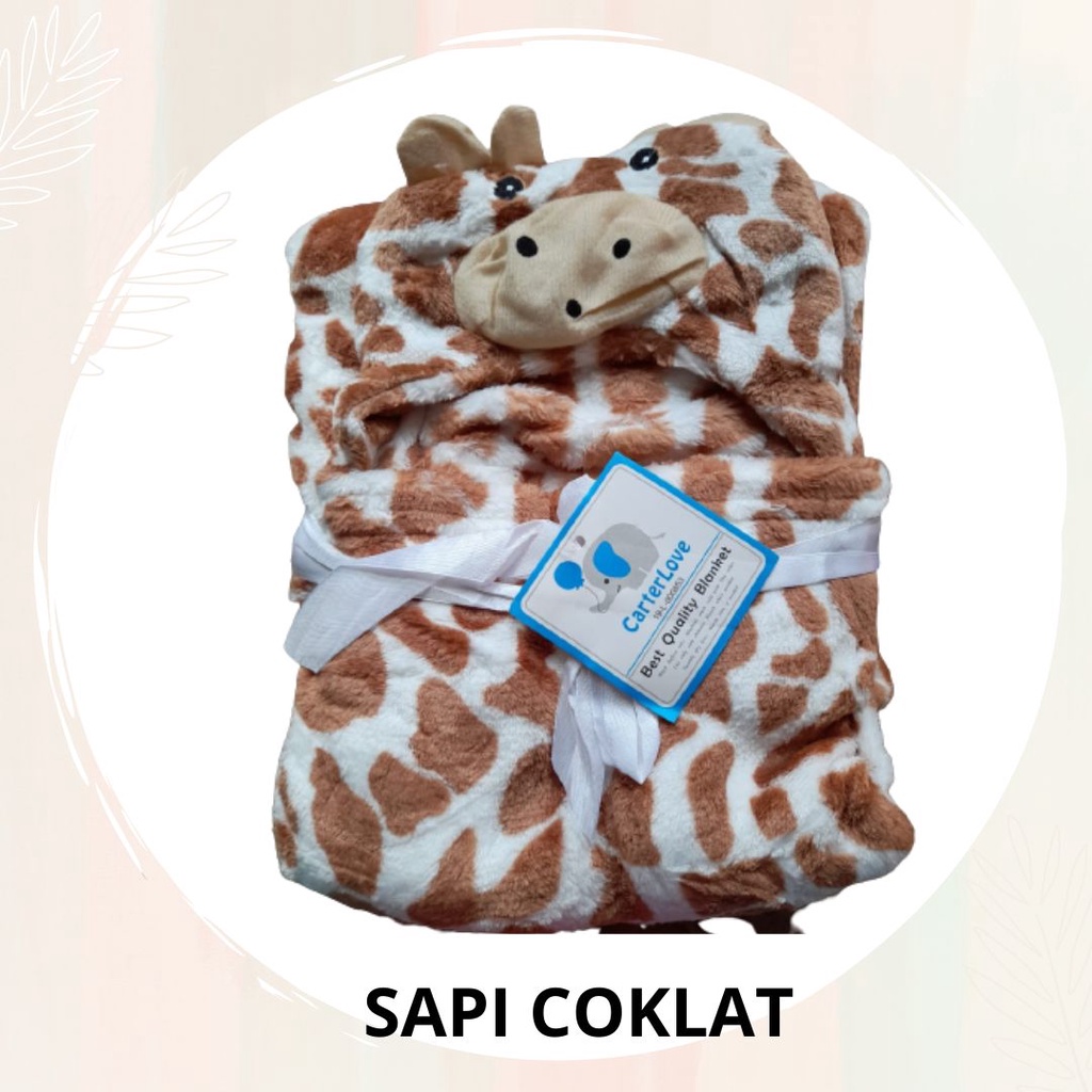 Selimut Bayi Topi Boneka / Selimut Bayi Karakter Fleece CarterLove / Selimut Animal 752000