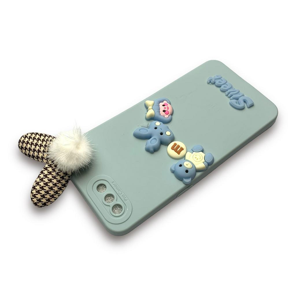 Softcase Candy dengan Boneka 3D untuk Oppo A3s - Sweetacase.id - Casing Lucu - Kesing Cewek - Casing Lembut - Case Bening - Lucu - Gemoy Transparan Bumper