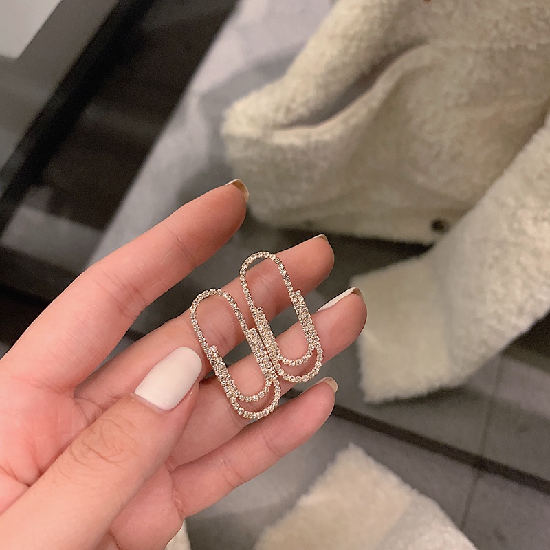 Anting oval Berlian Berkilau Aksesoris Telinga fashion Korea Wanita