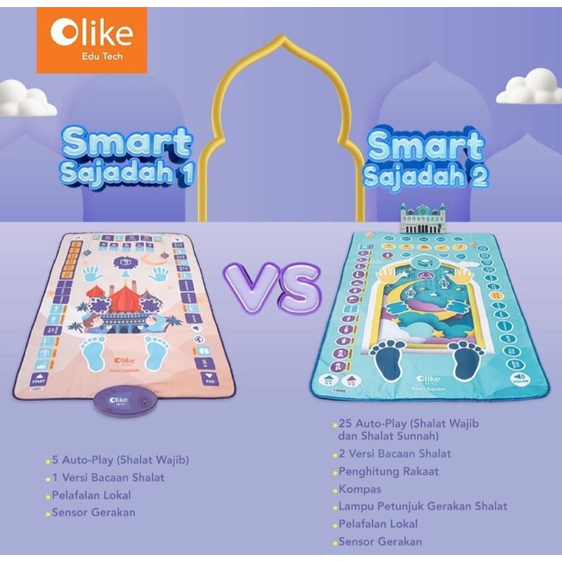 Olike Smart Sajadah 2 + Batere AAA anak belajar sholat - Garansi Resmi 6 Bulan