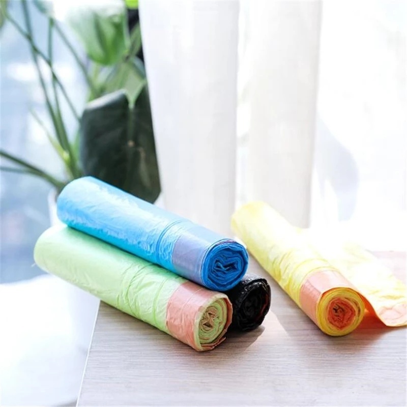 15 Pcs / roll Kantong Sampah Sekali Pakai Bahan PE Warna Acak Untuk Dapur