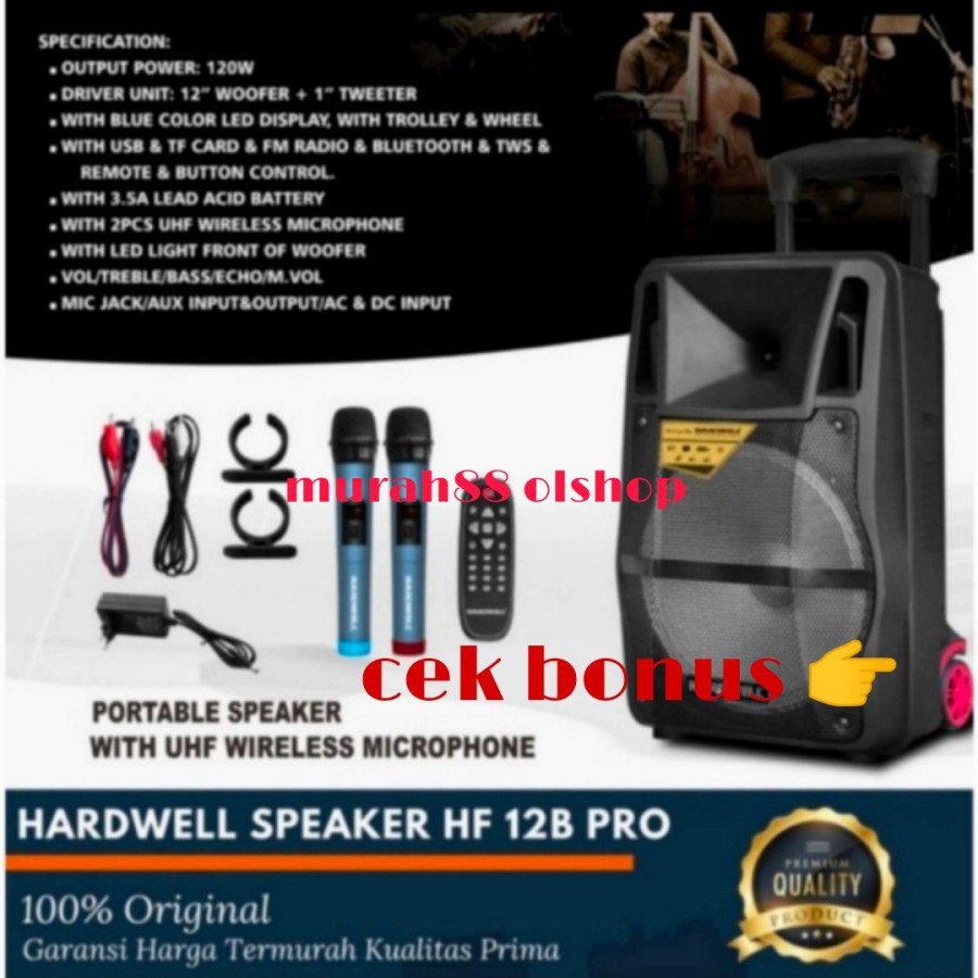 Speaker Portable Hardwell/HF 12BPRO/HF 12B PRO WIRELESS 12IN BLUETOTH-USB ORIGINAL