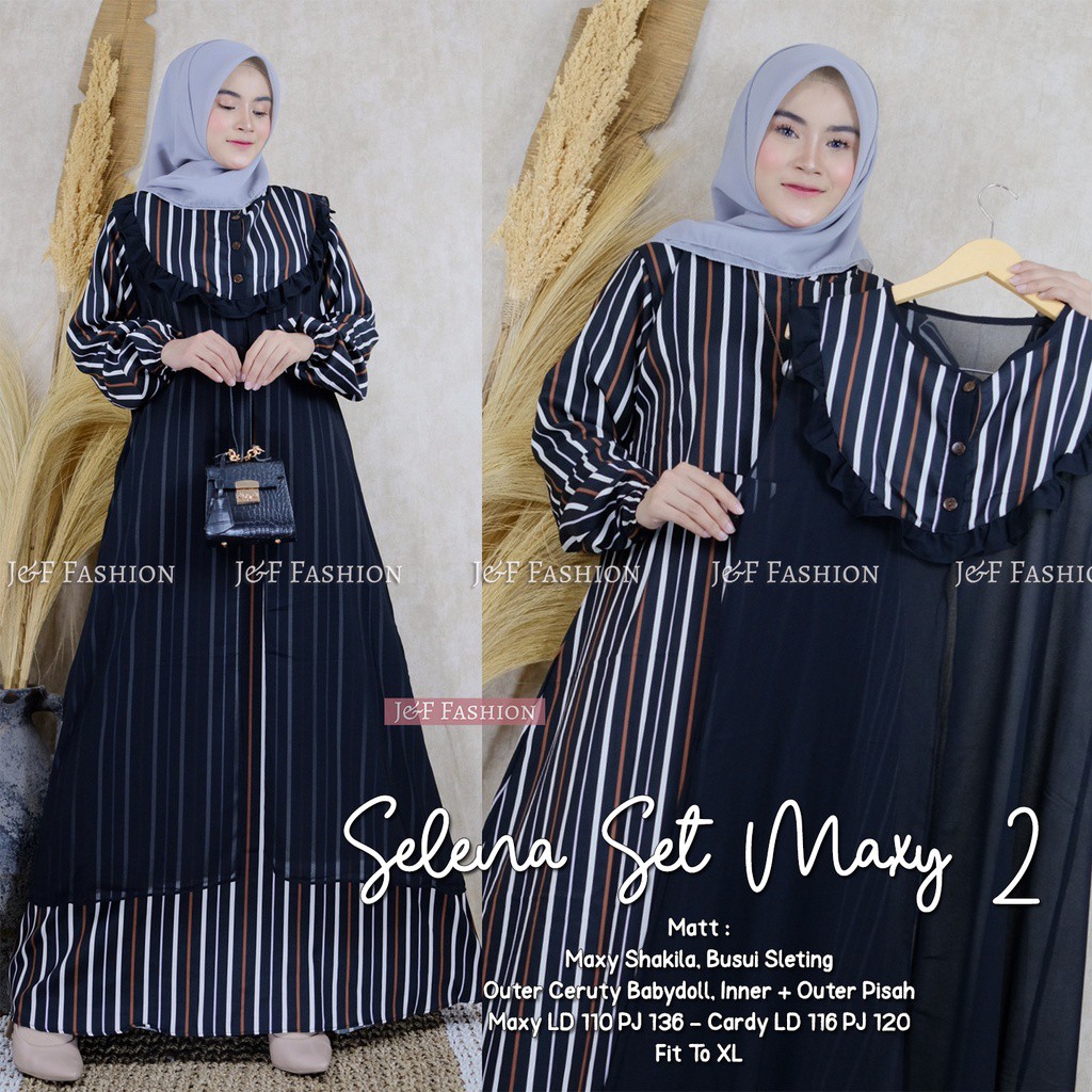 YN - Pamela Gamis Ceruty Set Kombi Bunga Korean Look Matt Shakila Premium, Kombi Outer Ceruty ,Fit T