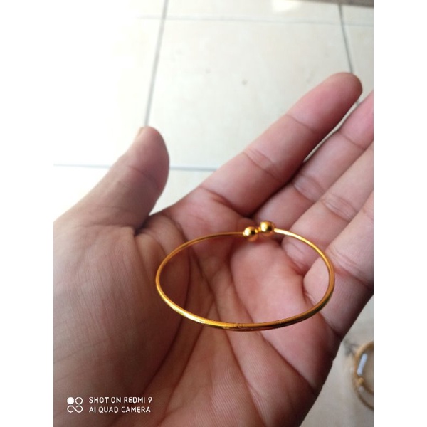 gelang titanium pentol gold