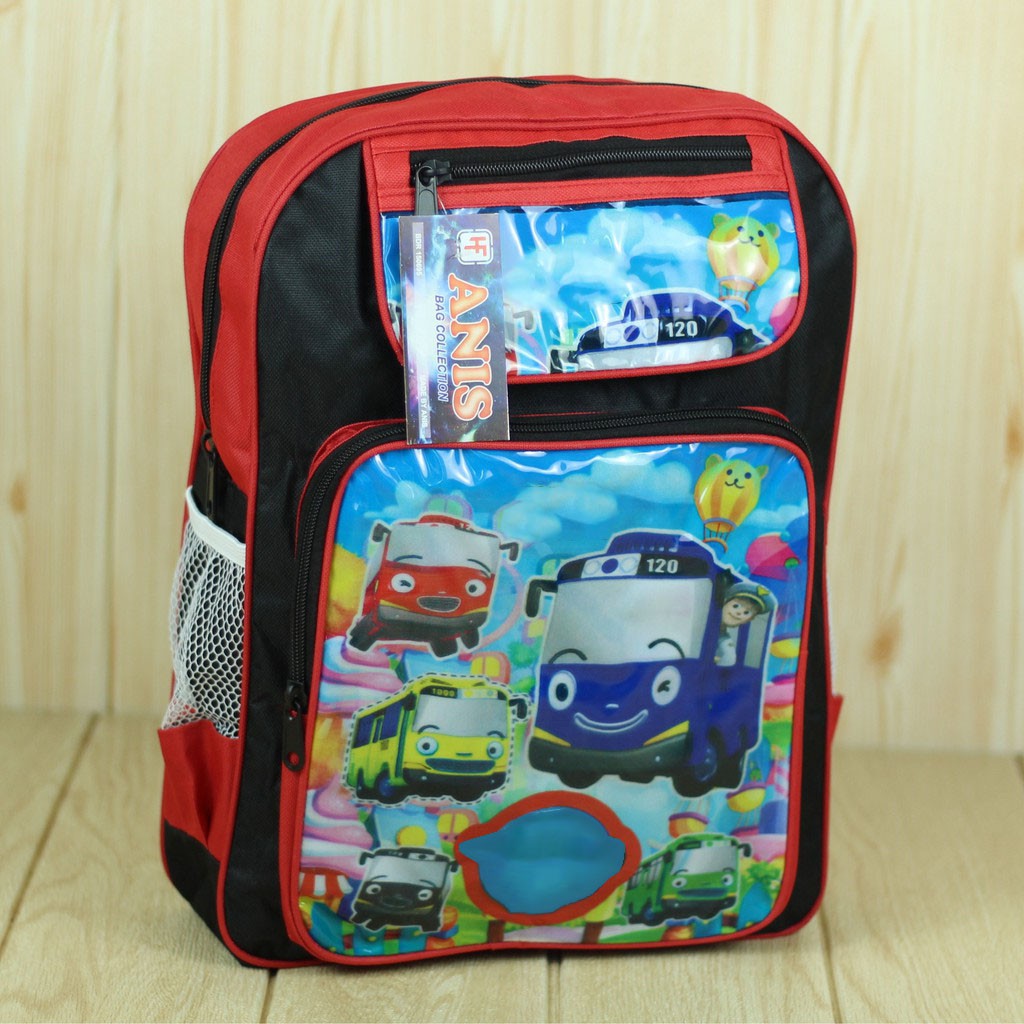 Tas Gendong Sekolah Motif Keplek Little Bus Ransel Anak Laki Laki TK SD PAUD Trendy Bahan Tebal Kuat