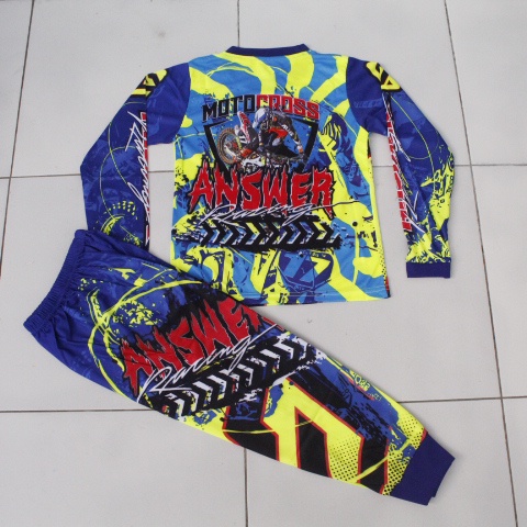 setelan baju tidur anak/baju motor cross anak/baju cross downhill anak size 4-14