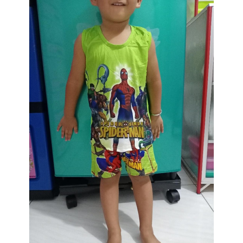 Setelan Singlet dan Boxer Karakter Anak Cowo - Baju Harian Anak 2 3 4 5 6 7 8 Tahun