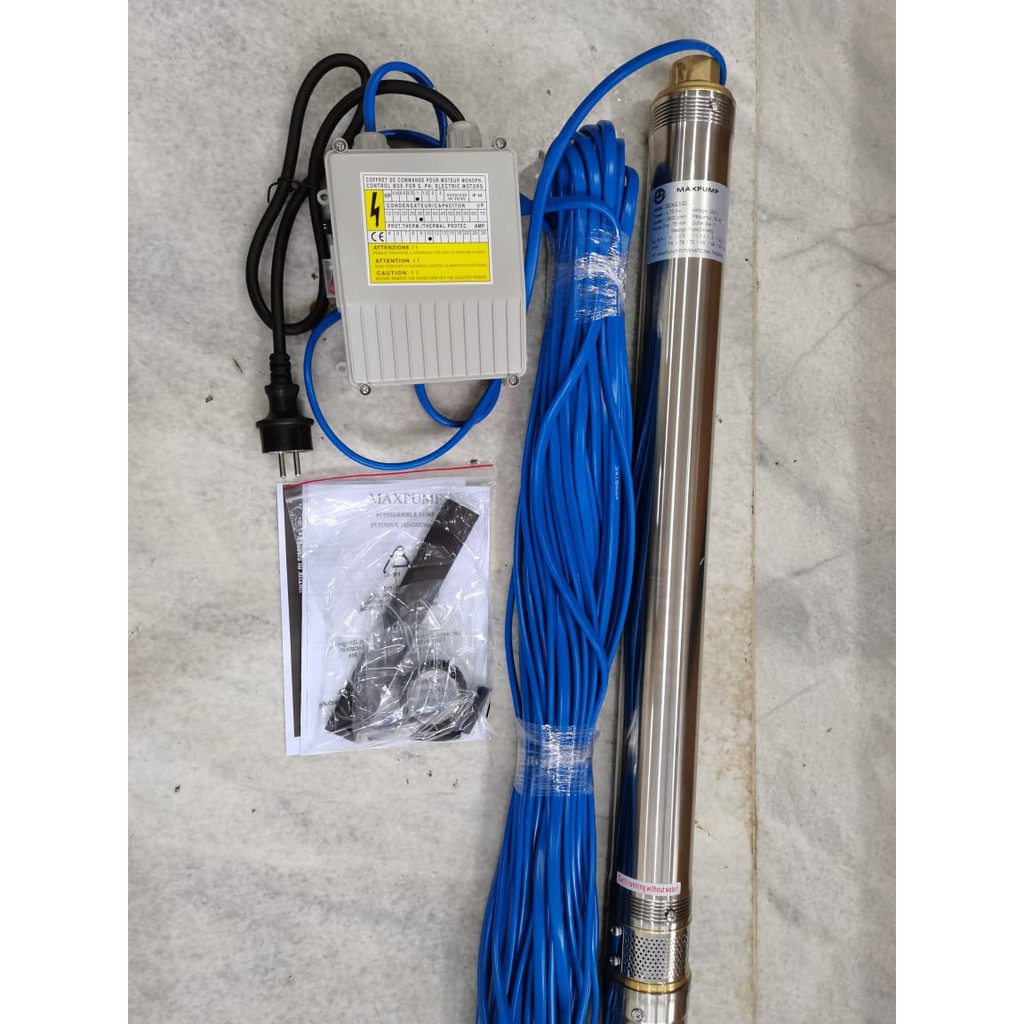 MAXPUMP 3SDM2.5/20+50m Kable biru Pompa Satelit 3 inch 1HP Submersible Pump Plus 50M Kabel Asli Pabrik