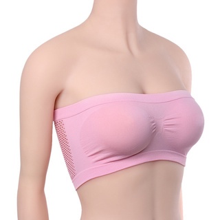 GO! BR618 BH Bra Kemben Pakaian Dalam Wanita Kemben Bandeau Crop Tanpa Busa Seksi Motif Jala Belakang