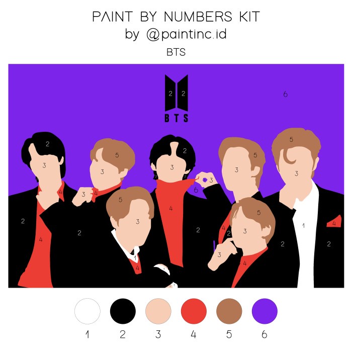 

(TERLARIS) Paint by Numbers Kit: BTS | Paint Inc. ID | Painting Kit | - Tanpa Kuas