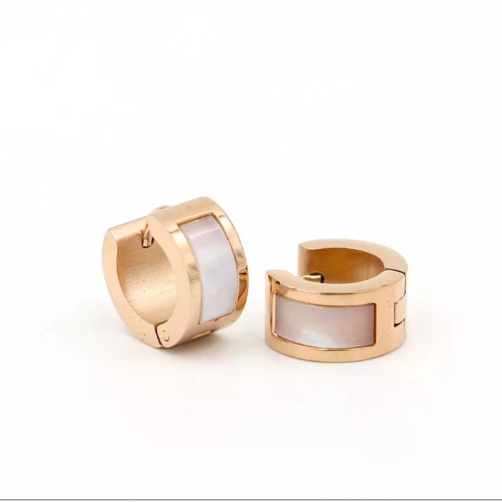 Anting Jepit Titanium White Sheel Lebar 0,7cm Tersedia Warna Rose Gold, Gold dan Silver