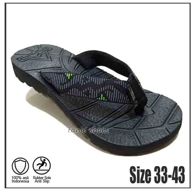 X-gear 39-43 Sandal Anak Karet Remaja Laki Dewasa / Sandal Jepit Hitam Laki / Sandal Murah Laki