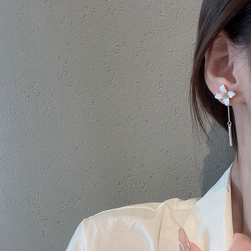 Shuling Summer New Fashion Flower Tassel Earrings Simple Nice Earrings