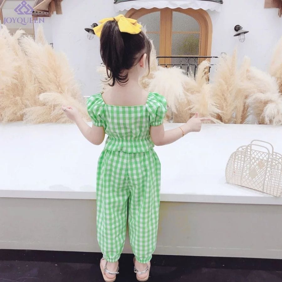 IL - Set Anak JOY QUEEN / Setelan Anak Kotak Kotak Tartan / Set Celana Anak Perampuan