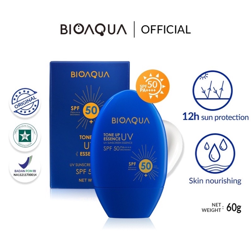 【BPOM】BIOAQUA UV Sunscreen SPF 50 PA++++ 60g Sunscreen Essence Tabir Surya Pelembab Dan Anti Penuaan Sunblock