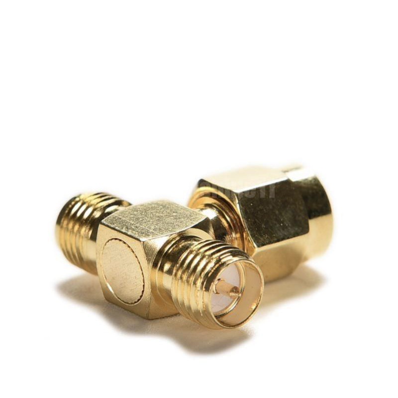 Conector Konektor adapter RP SMA male ke Dua RP SMA female Gold