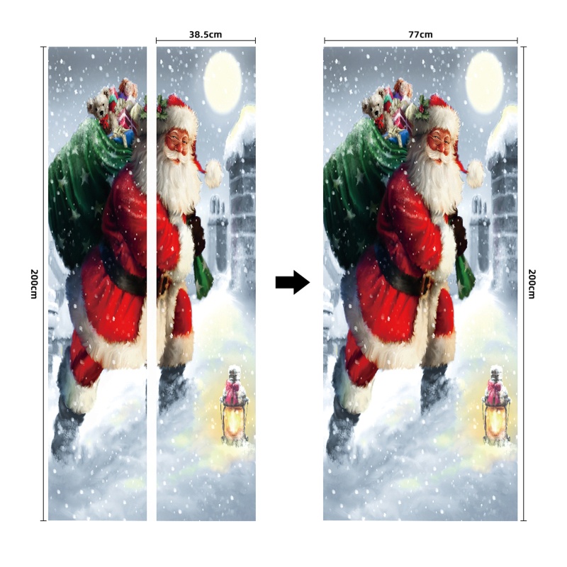 Zzz 2pcs / set Stiker Pintu / Kulkas Motif Santa Claus 3D Untuk Dekorasi Natal