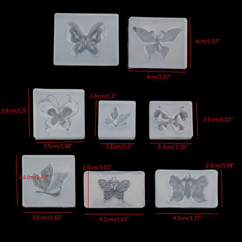 Glitter 8Pcs Butterfly Silicone Resin Molds Butterfly Earring Necklace Pendant  Epoxy Resin Casting Mold Jewelry Making Tools