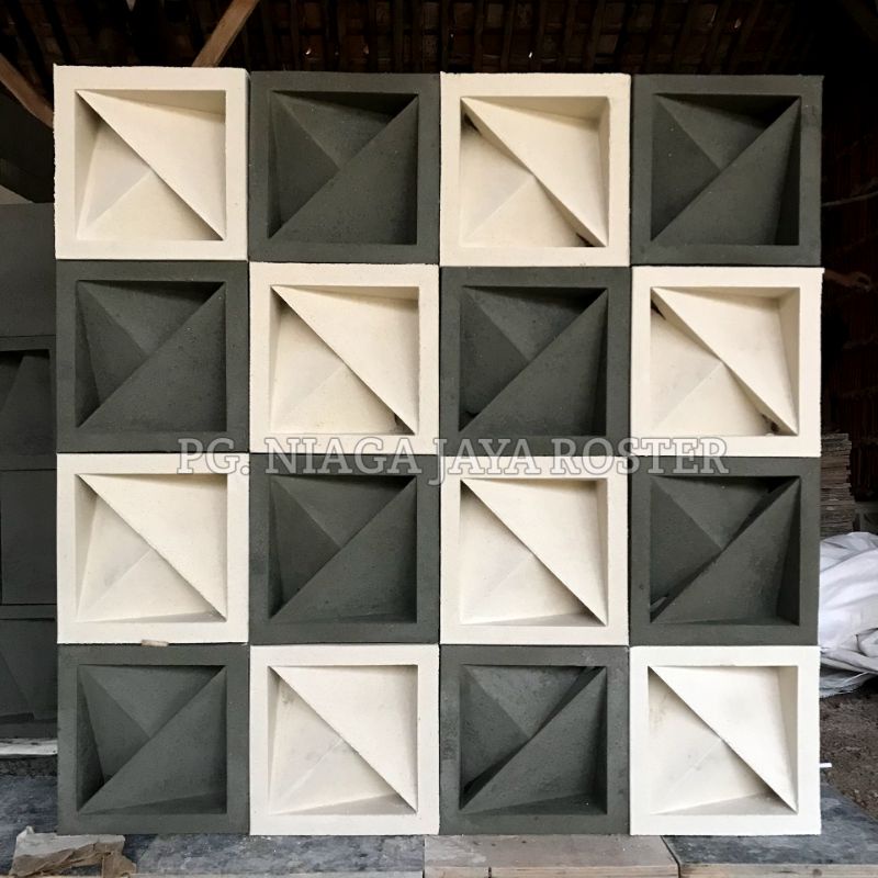 roster beton minimalis 3d dua sisi, loster beton 2 sisi, lubang angin, ventilasi udara, dekorasi rum