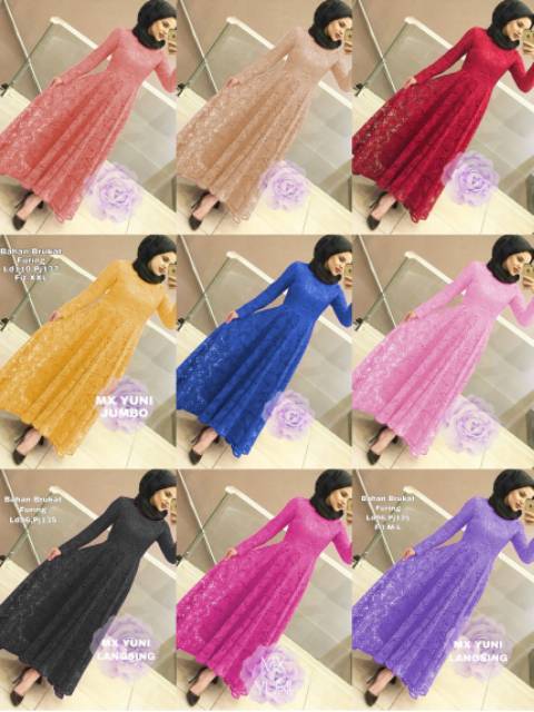 XVC - Maxi YUNI Brukat UKURAN (L - XXXL) / Maxi Terbaru / Maxi Dress Kekinian / Fashion Muslim-5