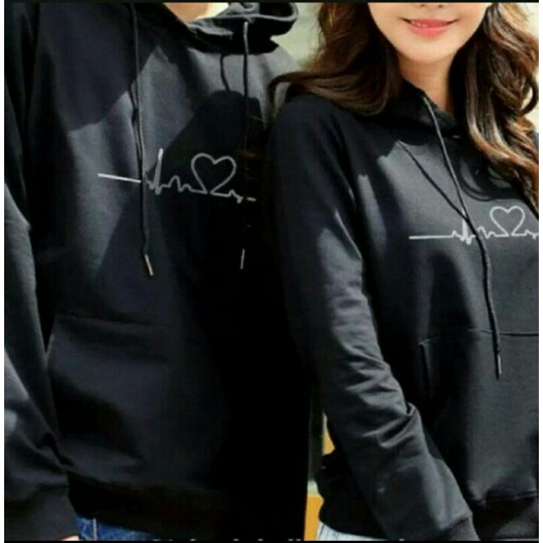 HOODIE COUPLE HEARTBEAT/ SWEATER PASANGAN ROMANTIS