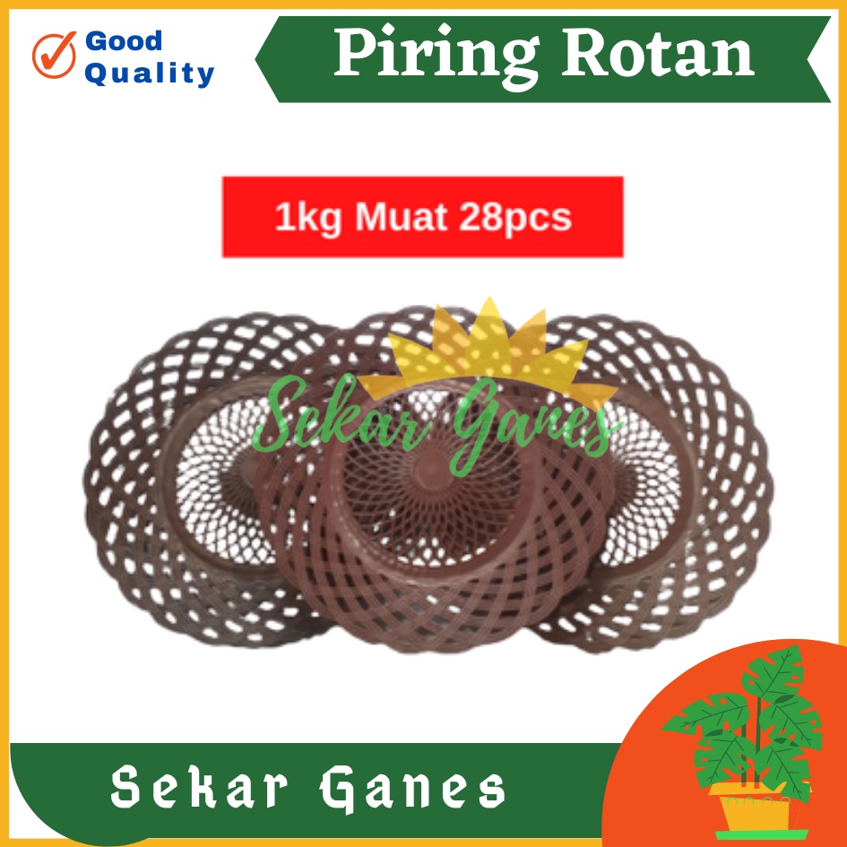 Piring Rotan Plastik Anyam Piring Rotan Plastik Cekung Motif Bunga Murah Termurah Asli