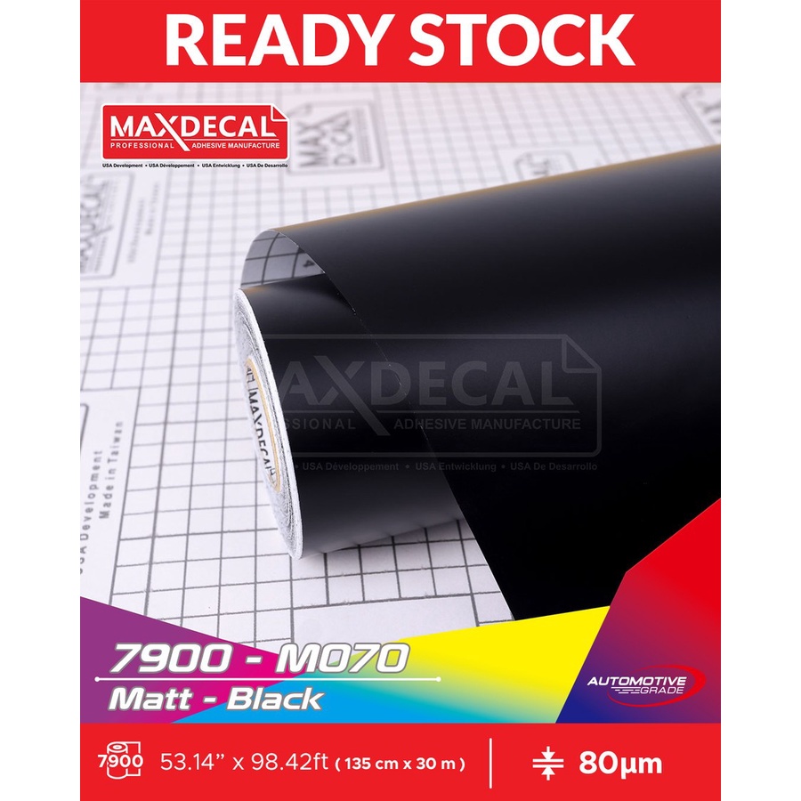 METERAN MAXDECAL 7900 070 BLACK 135 cm Hitam Matte Doff Vinyl