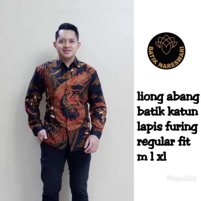 Kemeja Batik Panjang Full Furing Motif Liong Abang