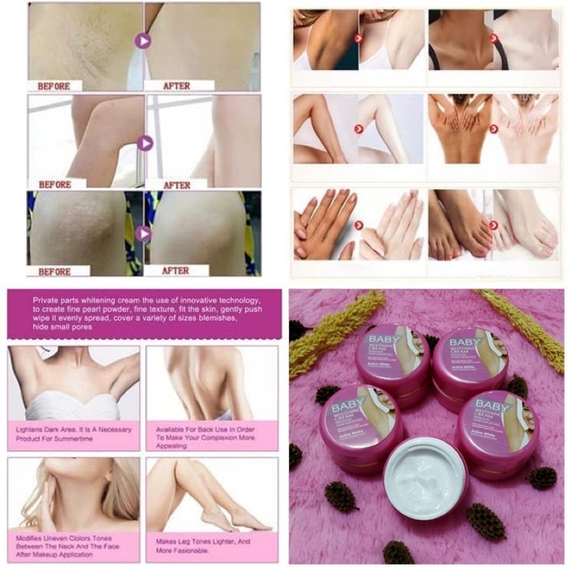 BISA C0D - Baby Whitening Krim - Cream Pemutih Badan, Ketiak, Leher dan Selangkangan