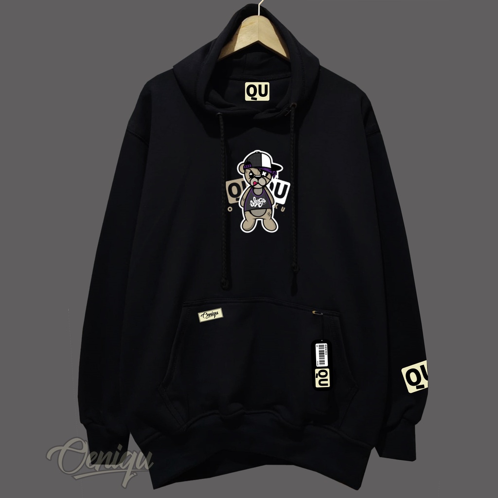 Hoodie oversize unisex original OENIQU motif SLUGS BLACK