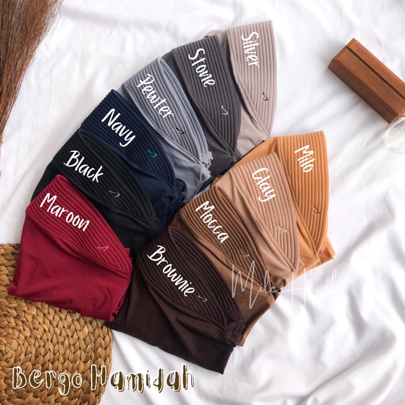 Bergo Hamidah Jilbab Jersey Menutup Dada Kerudung Olahraga Instan Premium-3