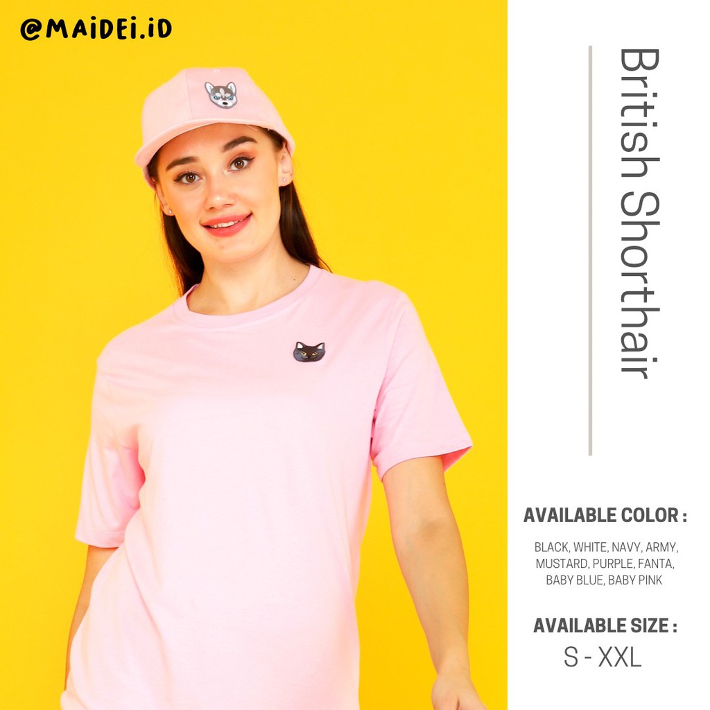 UNISEX kaos bordir kucing BRITISH SHORTHAIR by Maidei